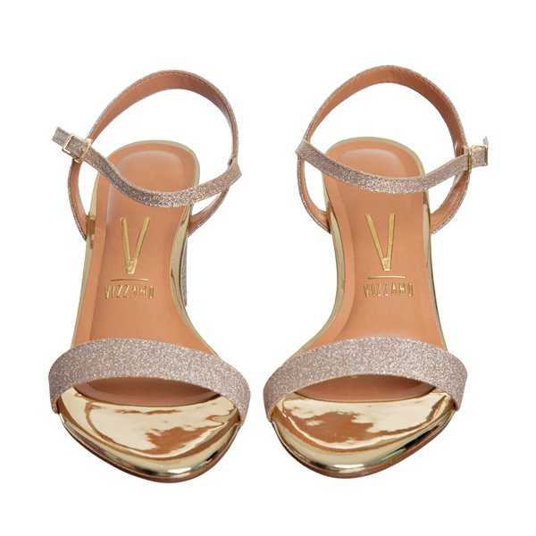 Salto Bloco Sandalia Salto Grosso Glitter Sandália Salto Bloco